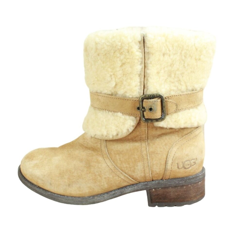 UGG Blayre II Tan Suede Fleece Lined Mid Calf Boots Size 7